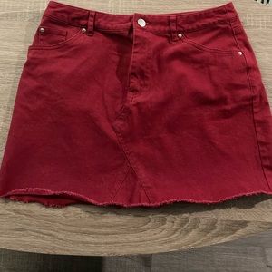 Red Denim Short Skirt